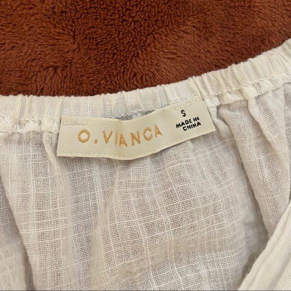 O. Vianca Cropped White Tie Front Top - Picture 4 of 4